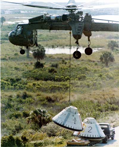 Skycrane and Apollo boilerplate capsules