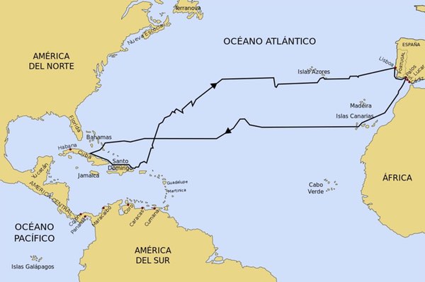 Columbus voyage map