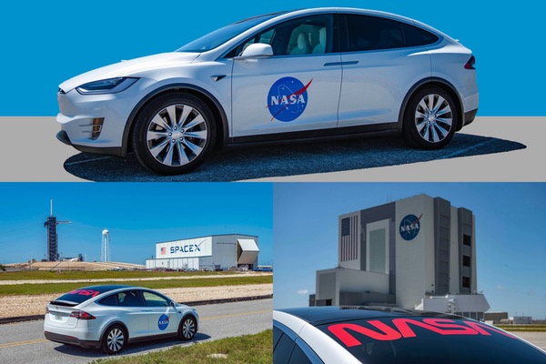 Tesla Model X with NASA logos