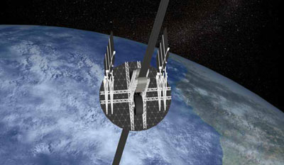 Space elevator climber illustration