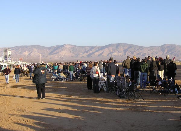 Crowds view the flight